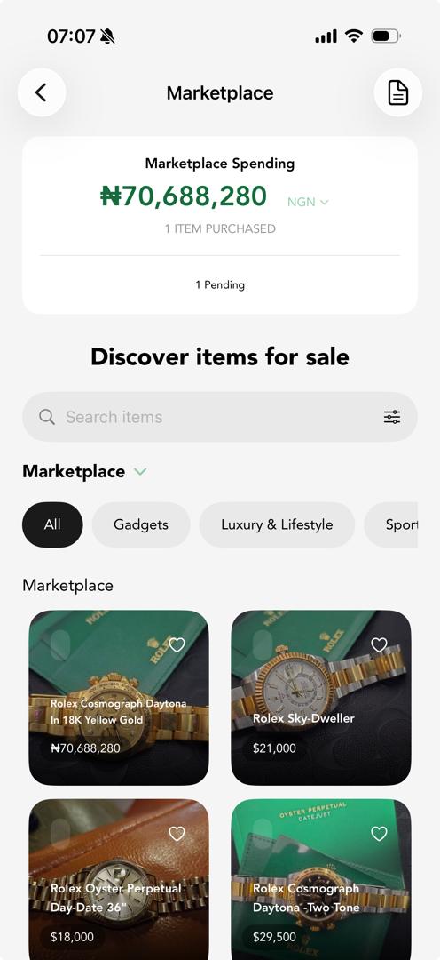 HOC Capital Club Marketplace screen